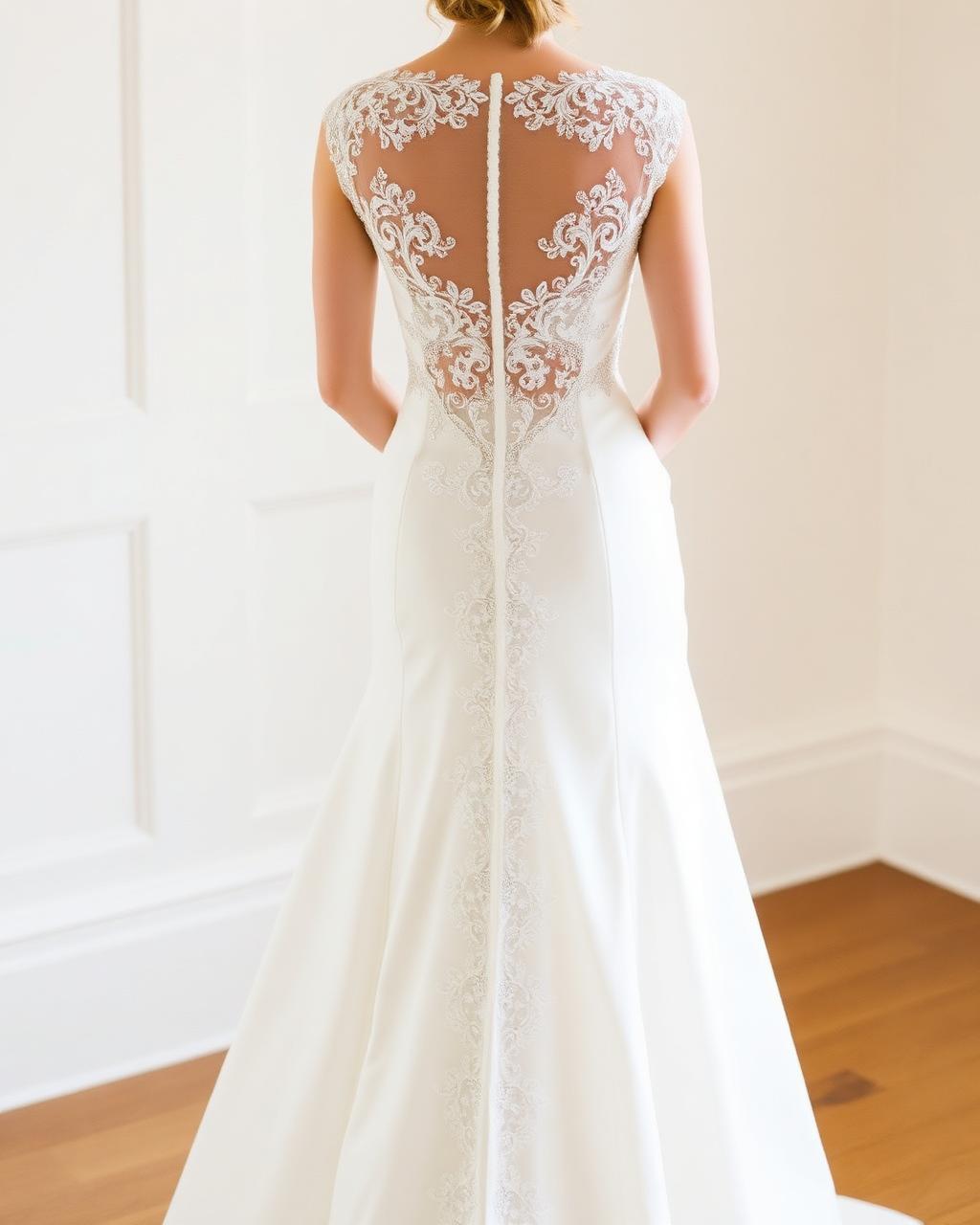 Multi-point bustle on a satin gown